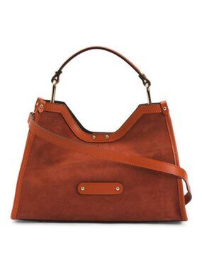 CHEVAL Made In Italy Suede Geo Satchel